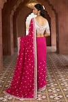 Aariyana Couture_Pink Saree And Blouse Katan Silk Embroidered Floral Scalloped Neck Thread With_Online_at_Aza_Fashions