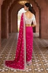 Shop_Aariyana Couture_Pink Saree And Blouse Katan Silk Embroidered Floral Scalloped Neck Thread With