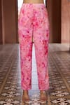 Buy_Aariyana Couture_Pink Kurta Silk Chanderi And Viscose Organza Printed Cherry Blossom & Pant Set_Online