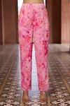 Buy_Aariyana Couture_Pink Kurta Silk Chanderi And Viscose Organza Printed Cherry Blossom & Pant Set _Online