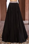 Aariyana Couture_Black Viscose Crepe Hand Embroidered Floral One Shoulder Blouse And Skirt Set_Online