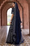 Shop_Aariyana Couture x AZA_Blue Lehenga And Blouse Silk Chanderi Embroidered Thread Paan Neck Shimmer Set
