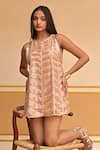 Buy_Tarisha Tholia_Pink Organza Hand Embroidered Cutdana Round Dee Dress _at_Aza_Fashions