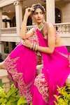 Buy_Tarisha Tholia_Fuchsia Organza Hand Embroidered Zardosi Sweetheart Dune Blouse Sharara Set _Online_at_Aza_Fashions