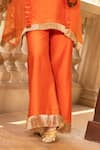 Buy_Tarisha Tholia_Orange Chanderi Solid Round June Plain Kurta And Pant Set _Online_at_Aza_Fashions