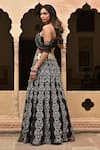 Shop_Tarisha Tholia_Black Organza Hand Embroidered Gota Off Ophelia Lehenga With Draped Blouse _at_Aza_Fashions