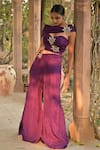 Buy_Tarisha Tholia_Purple Semi Silk Hand Embroidered Cutdana Sweetheart Opium Jumpsuit _at_Aza_Fashions