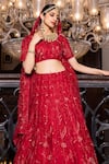 Buy_Tarisha Tholia_Red Silk Organza Hand Embroidered Zardosi Round Rooh Lehenga Set _Online_at_Aza_Fashions