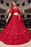 Buy_Tarisha Tholia_Red Silk Organza Hand Embroidered Zardosi Round Rooh Lehenga Set _at_Aza_Fashions