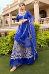 Buy_Tarisha Tholia_Blue Organza Hand Embroidered Zardosi Leaf Neck Suvi Sharara Saree With Blouse _at_Aza_Fashions