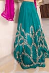 Tarisha Tholia_Green Organza Hand Embroidered Zardosi V Neck Vasara Lehenga Set _at_Aza_Fashions