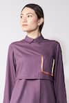 House of Manaa_Purple Rayon Solid Lace Crop Top Shirt Collar Palazzo Set _Online_at_Aza_Fashions