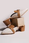 Buy_House of Vian_White Juliet Basket Weave Pattern Block Heeled Mules _at_Aza_Fashions