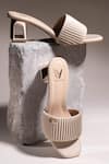 Buy_House of Vian_Beige Misha Striped Textured Block Heels _at_Aza_Fashions