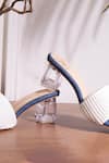 House of Vian_White Misha Striped Block Heels _at_Aza_Fashions