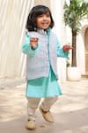 Buy_FAYON KIDS_Blue Georgette Embroidered Mirror Nehru Jacket Set _at_Aza_Fashions