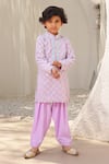 Buy_FAYON KIDS_Purple Kurta Georgette Embroidered Mirror With Salwar _at_Aza_Fashions