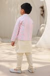 Shop_FAYON KIDS_Pink Georgette Embroidered Mirror Jacket With Kurta Set _at_Aza_Fashions