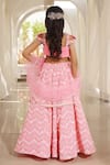 Shop_FAYON KIDS_Pink Lehenga And Blouse Georgette Embroidered Mirror Geometric Set _at_Aza_Fashions