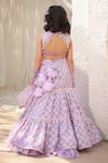 Shop_FAYON KIDS_Purple Lehenga And Blouse Georgette Embroidered Mirror Geometric Tiered Set _at_Aza_Fashions