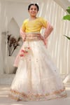 Buy_FAYON KIDS_Ivory Net Embroidered Mirror Lehenga Set _at_Aza_Fashions