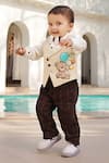 Buy_FAYON KIDS_Beige Glace Cotton Embroidered Motif Waistcoat Pant Set _at_Aza_Fashions