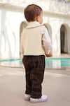 Shop_FAYON KIDS_Beige Glace Cotton Embroidered Motif Waistcoat Pant Set _at_Aza_Fashions