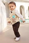 Buy_FAYON KIDS_Beige Glace Cotton Embroidered Motif Waistcoat Pant Set _Online_at_Aza_Fashions