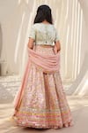 Shop_FAYON KIDS_Peach Georgette Embroidered Mirror And Thread Lehenga Set _at_Aza_Fashions