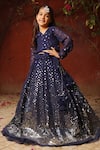 Buy_FAYON KIDS_Blue Georgette Embroidered Sequin Lehenga Set _at_Aza_Fashions