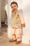 Buy_FAYON KIDS_Peach Georgette Embroidered Mirror Jacket Pant Set _at_Aza_Fashions