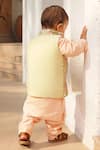 Shop_FAYON KIDS_Peach Georgette Embroidered Mirror Jacket Pant Set _at_Aza_Fashions