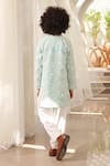 Shop_FAYON KIDS_Blue Georgette Embroidered Mirror Geometric Kurta And Pant Set _at_Aza_Fashions