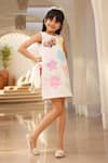 Buy_FAYON KIDS_White Neoprene Embroidered Floral And Butterfly Applique Work Dress _Online_at_Aza_Fashions