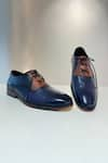 Buy_Hilo Design_Blue Textured Soleado Leather Oxford Shoes _at_Aza_Fashions