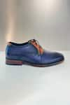 Shop_Hilo Design_Blue Textured Soleado Leather Oxford Shoes _Online_at_Aza_Fashions