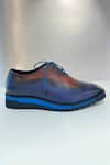 Buy_Hilo Design_Blue Textured Leather Ombre Brogue Shoes _Online_at_Aza_Fashions