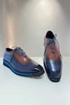 Shop_Hilo Design_Blue Textured Leather Ombre Brogue Shoes _Online_at_Aza_Fashions