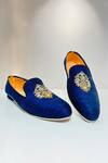 Buy_Hilo Design_Blue Zardozi Embroidered Arena Shoes _at_Aza_Fashions