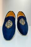 Hilo Design_Blue Zardozi Embroidered Arena Shoes _Online_at_Aza_Fashions