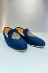 Shop_Hilo Design_Blue Zardozi Embroidered Arena Shoes _Online_at_Aza_Fashions