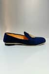 Hilo Design_Blue Zardozi Embroidered Arena Shoes _at_Aza_Fashions