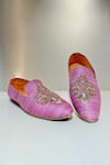 Buy_Hilo Design_Purple Zardozi Embroidered Tezaa Shoes _at_Aza_Fashions