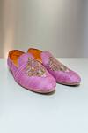 Hilo Design_Purple Zardozi Embroidered Tezaa Shoes _Online_at_Aza_Fashions