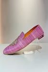 Shop_Hilo Design_Purple Zardozi Embroidered Tezaa Shoes _at_Aza_Fashions