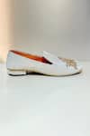 Shop_Hilo Design_Off White Zardozi Embroidered Siena Floral Shoes_Online_at_Aza_Fashions