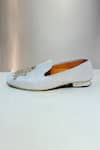 Hilo Design_Off White Zardozi Embroidered Siena Floral Shoes_at_Aza_Fashions
