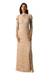 RAISHMA_Beige Tulle Embroidered Sequin Round Casey Beads Gown _Online_at_Aza_Fashions