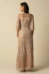 Shop_RAISHMA_Beige Tulle Embroidered Sequin Round Jenna Linear Gown _at_Aza_Fashions