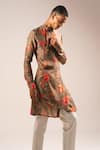 Buy_Project Bandi_Brown Angrakha Mallai Cotton Printed Floral Garden Of Eden Pleated With Pant _Online_at_Aza_Fashions